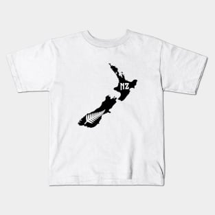 New Zealand all black map Kids T-Shirt